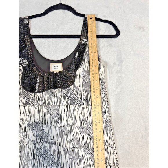 ECI New York Women’s Black White Floral Print Ruffle Sheath Dress Size 4 - Picture 7 of 10